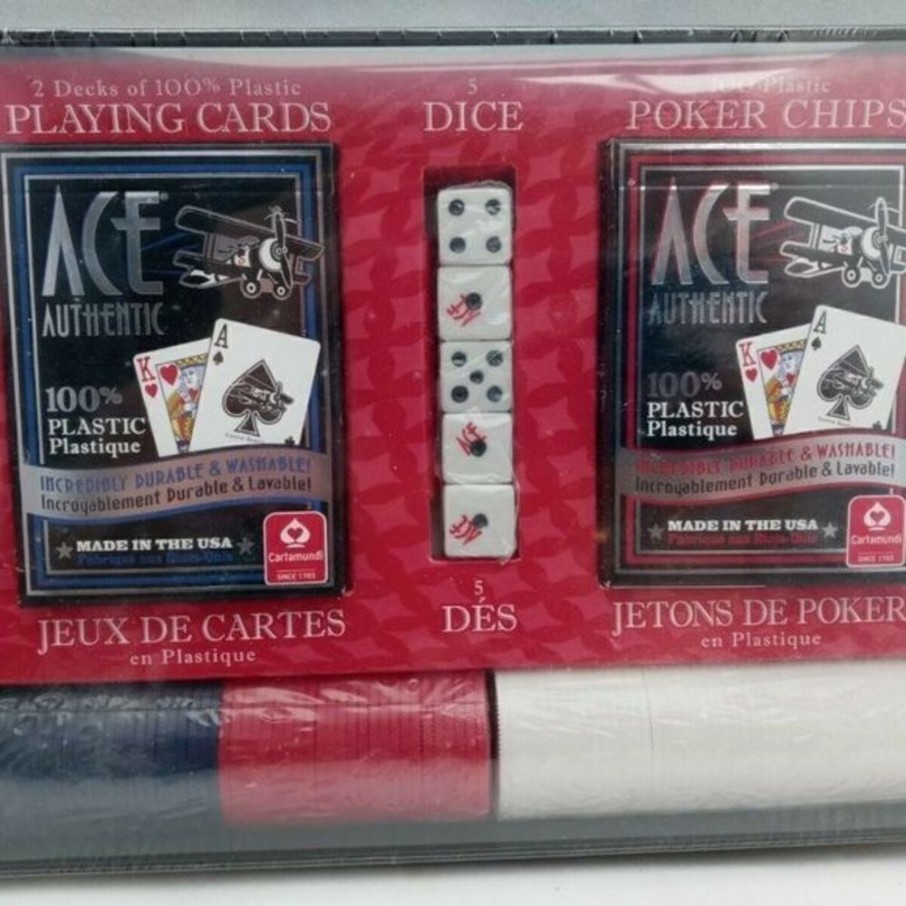 ACE Authentic GAME SET 2 PLASTIC DECKS, 5 DICE‎ & 1